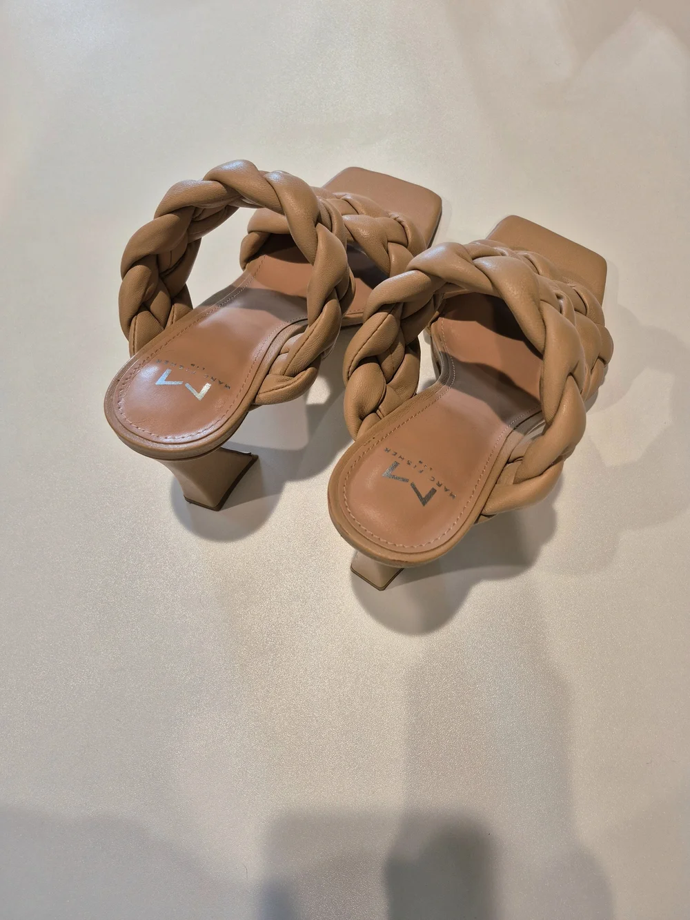 Marc Fisher LTD Braided Cognac Block Heel Sandals Heels - Picture 7 of 7